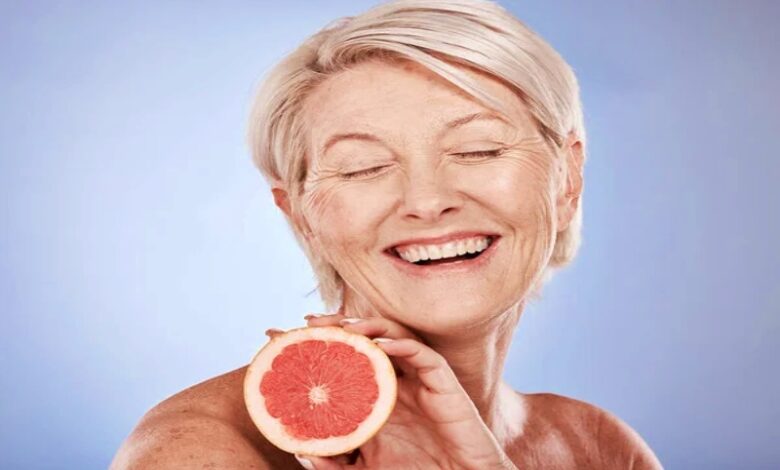 depositphotos 622436576 stock photo grapefruit skincare senior woman excited